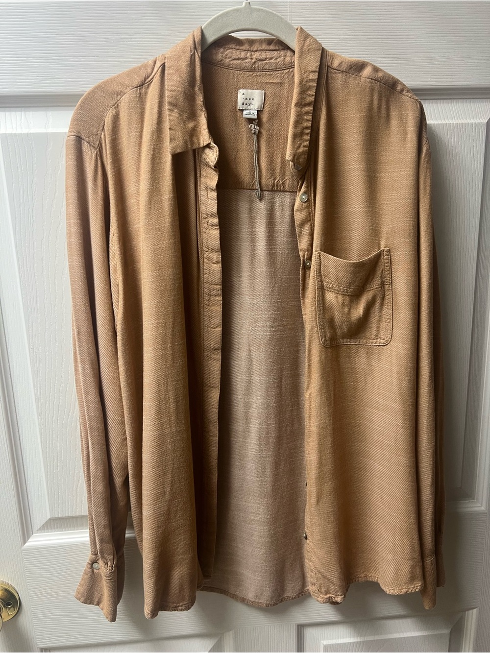 Relaxed Light Brown Button-Down Shirt - Women's